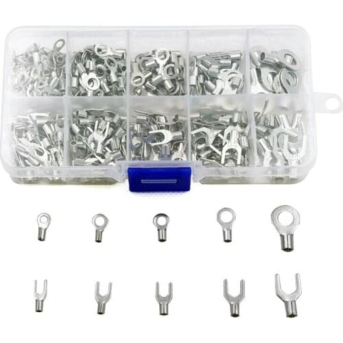 320Pcs Metal Crimp Terminal Connector Cold Pressed OT/UT Crimp Terminals Copper Nose Wiring Fork Set