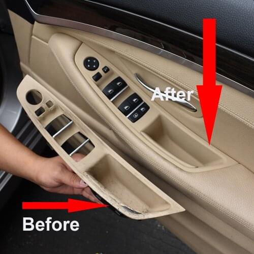 4PCS Right Hand Drive RHD For BMW 5 series F10 F11 520 525 Mocha Car Interior Door Handle Inner Panel Pull Trim Cover Armrest