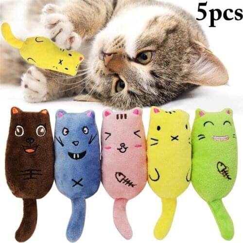 5PCS Teeth Grinding Catnip Toys Interactive Plush Cat Toy Pet Kitten Chewing Vocal Toy Claws Thumb Bite Cat Mint Pet Supplies