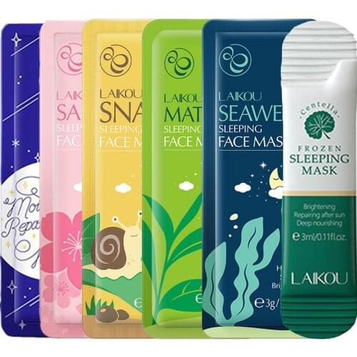 5pcs Sleeping Mask Sakura Snail Moisturizing Seaweed Masks Acne Treatment Whitening Anti Wrinkle Nourishing Face Mask Skin Care