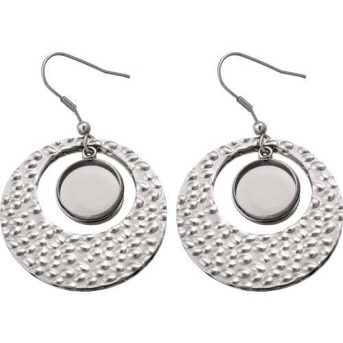 6pcs Lot Nickel Free Stainless Steel Circle Dangle Hooks Earring Fit 12mm Cabochon Earrings Base Diy Pendants for Jewelry Making