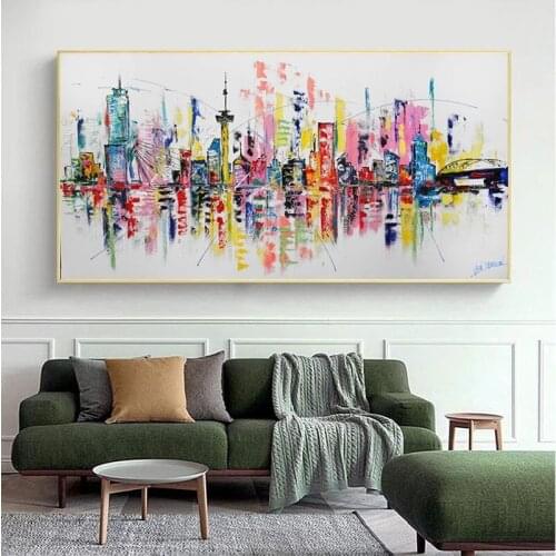 Abstract Colorful City Pictures Canvas Panting Modern Landscape Posters And Prints cityscape Wall Art For Living Room Home Decor