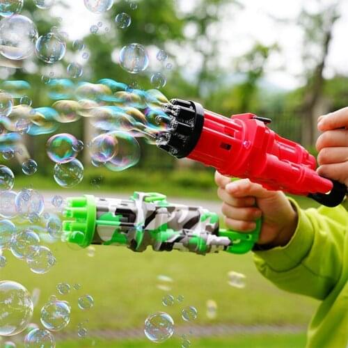 New Gatling Bubble Machine Automatic Bubble Guns For Kids Electric Bubble Shooter Gatling Summer Soap Water Bubble Maker