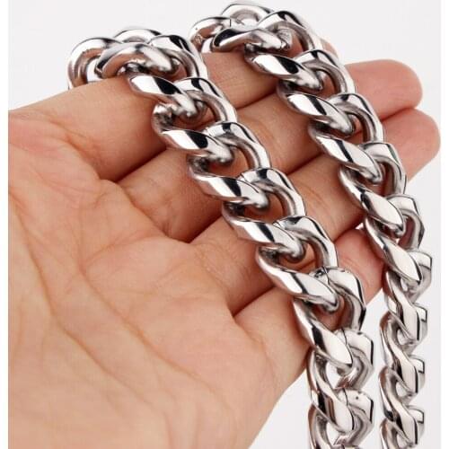 Tiasri 13/15mm Curb Cuban Man Necklace Bracelet High Quality Stainless Steel Chain Choker Friend Gift Jewelry Wholesale Hot Sale