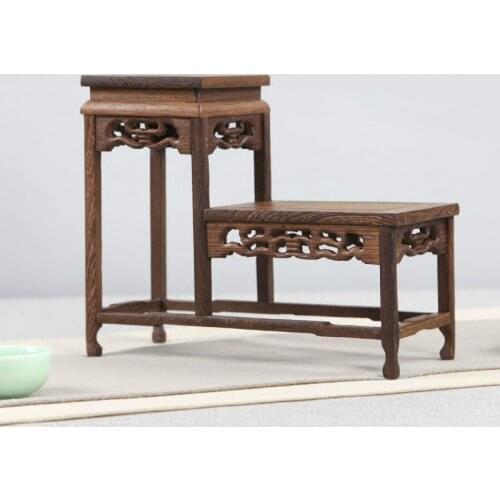 Wenge Wood Teapot Tea shelf rack small shelf rack wooden wood level small Curio Cabinet base