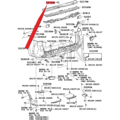 Jack box hole cover 2010-Toy ota LAN DCR UIS ERP RA DO rear bumper upper trim buckle cover rear bumper upper trim cover