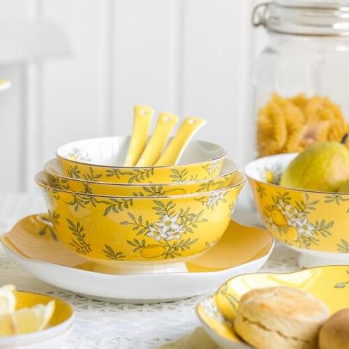 EECAMAIL Bone China Tableware Dishes Set Home European Ceramic Rice Bowl Plate American Ins Net Creative Dishes