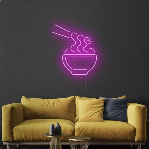Custom RAMEN Noodles Led Flex Transparent Acrylic Neon Sign Light Decor Wall Hanging for Home Room Kitchen Restaurant Sale Shop