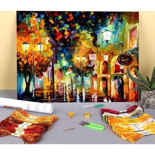 Oil Style The Block Printed Canvas 11CT Cross-Stitch Embroidery Patterns DMC Threads Handicraft Craft Promotions