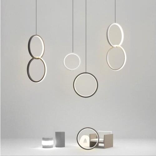 Ring pendant light minimalist /creative /personality bedroom bedside LED pendant lights long line hanging lamp