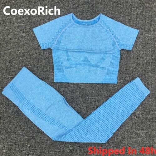 Yoga Set Women Vital Seamless Sport Suit Gym Clothes New Color Short Sleeve Fitness Crop Top Shirt High Waist Leggings