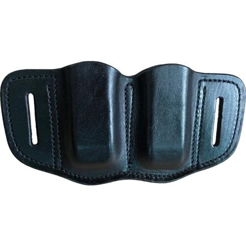Gun&Flower 9mm Italy Leather Mag Holder Outside the Waistband Open Top Double Stack for Glock Accessories