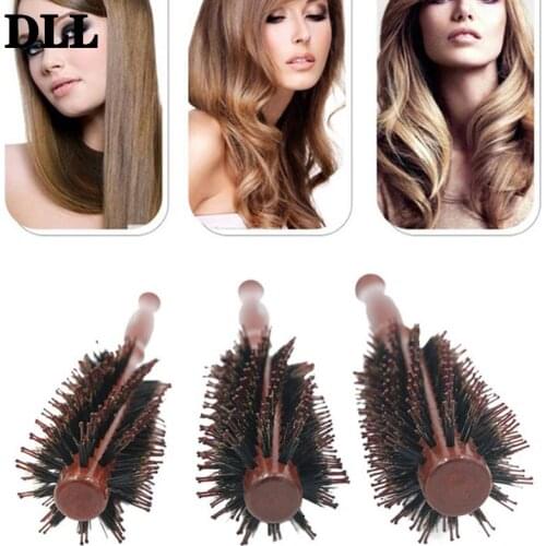 Round Barrel Blowing Curling DIY Hairdressing Styling Tool Natural Boar Bristle Rolling Brush Straight Twill Hair Comb