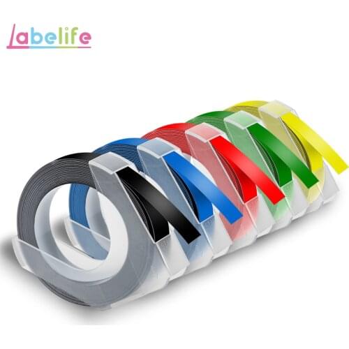 Labelife 5PCS Multicolor 9/12mm Embossing Tape Compatible for Dymo PVC label makers Ribbons for 1610 1880 12965 Label Printers
