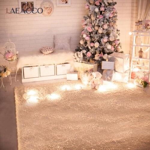 Laeacco Christmas Tree Fireplace Gifts Candle Lights Pine Branch Photo Backdrops Photography Backgrounds Home Decor Photophone