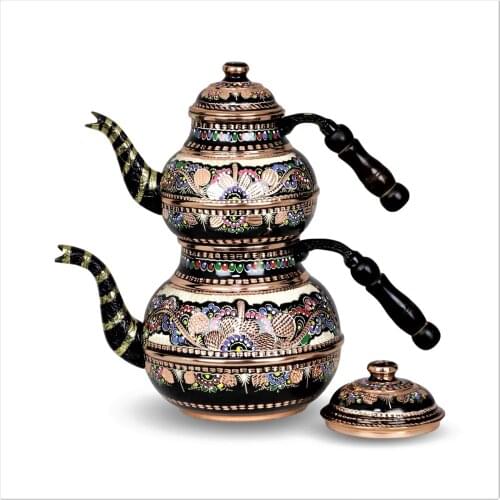 Morya Copper Turkish Tea Pots Set 1teapot Warmer Coffee Teaware Kettle Infuser Vintage Kitchen Decor Handmade 3 Lt