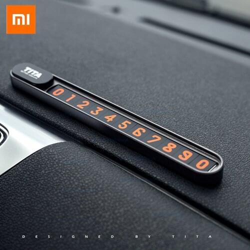 Xiaomi Metal Car Temperary Parking Phone Number Card Plate Slide to Hide Number Bevel Design Magnet Fixed For Parking