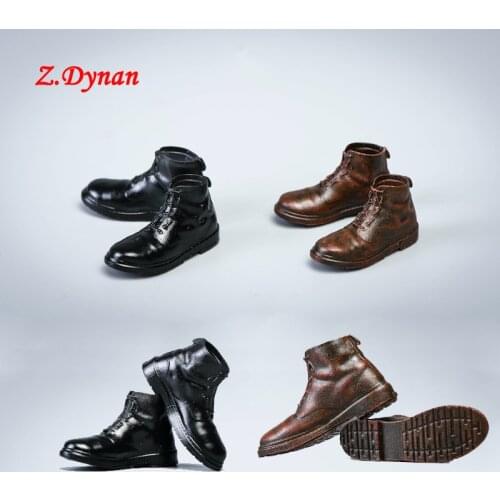 Z.Dyan 1/12 Scale Male Low-cut leather Shoes black Man leather boot Model For 6 Inches TBLeague soldier Action Figures DIY doll