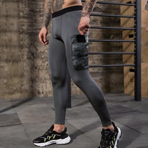 Mens Trainning Pants Sport Compression Leggings Basketball Tights Fitness Mens Track Pants Pocket Leggings Joggers Training Wear