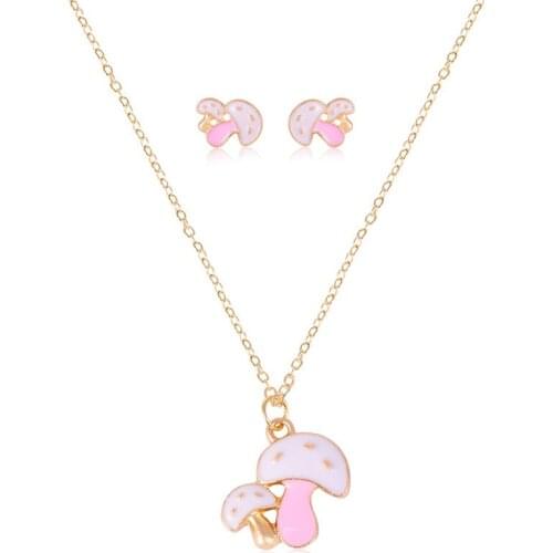 YADA Fashion Mushroom Shape Necklace Earrings Sets For Women Bridal Elegant Lady Wedding Jewelry Mushroom Earring Set ST200033