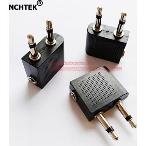 NCHTEK 3.5mm to 2 x 3.5mm Airline Airplane Headphone Earphone Jack Audio Adapter/Free Shipping/15PCS