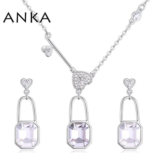 ANKA New Geometric Crystal Great Woman Costume Jewelry Set With Stones Earrings And Necklace Set Crystals from Austria #130341