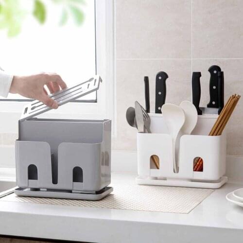 Hot PP Knife Block Stand Knife Holder Chopsticks Forks Holder Tableware Storage Box Container Kitchen Storage Rack Shelf