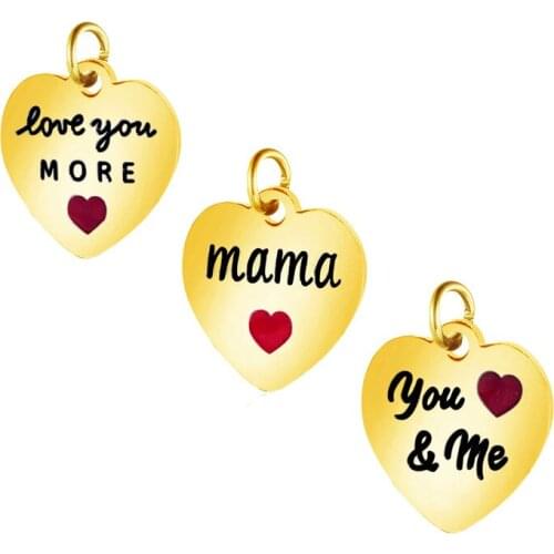 5pcs/lot Stainless Steel Bulk Wholesale Gold Silver Color Mama Pendant Jewelry Findings DIY Necklace Pendant Jewelry Making Gift