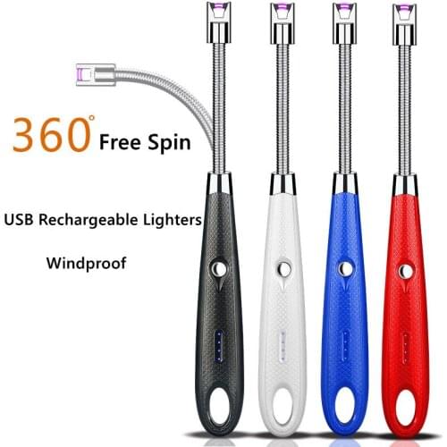 360 Rotation Hose USB Rechargeable Arc Pulse Ignition Gun Kitchen Lighters Windproof Plasma Electric Multifunctional Igniter