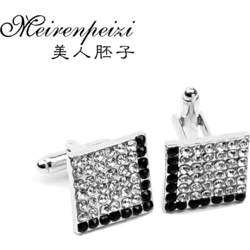 Luxury Cufflinks For Mens And Women Zircon Black White Crystal Fashion Brand Mens Formal Wear Cuff Botton High Quality
