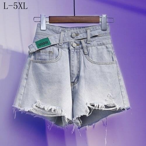 Plus Size High Waist Shorts Summer Jeans Women Denim Short Pants Loose Casual Oversized New Vogue Mujer Femme Shorts 2021