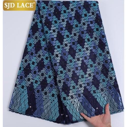 SJD LACE 2021New Design African Dry Lace Fabric With Stones Embroidery Swiss Voile Lace In Switzerland For Nigerian Man SewA2214