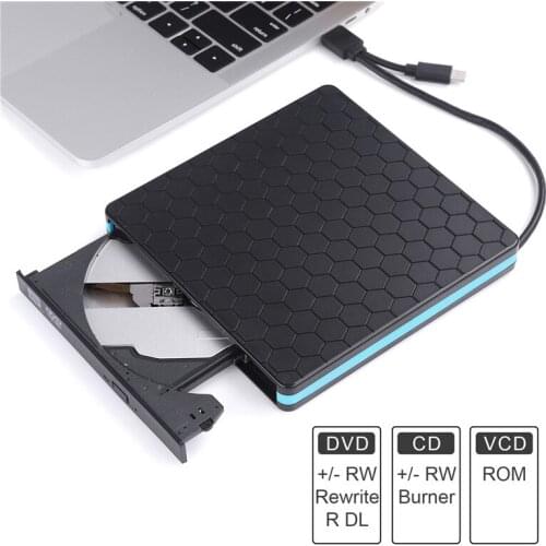 External Optical Drive TYPE-C USB3.0 2 In 1 CD/DVD/VCD Burner Player Reader RW Drive Portable External Optical Drive