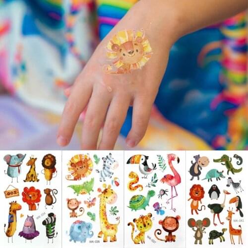 Jungle Party Animal Waterproof Tattoo Temporary Tattoos Sticker Safari Zoo Party Decor Birthday Party Favors Kids Tattoo Sticker