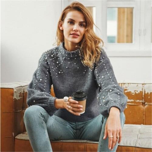 Knitted blouse Autumn and winter OL commuter new pullovers sweater women solid color peals sweaters