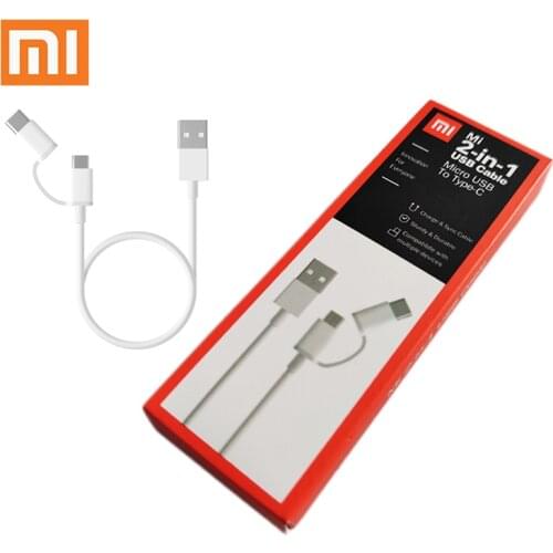 Xiaomi Cable 2 in 1 Micro USB/Type-C Cable 2A Quick charge line For Mi 9 10 9T Poco F2 Pro X3 X2 Redmi Note 9 9s 8 7 10X Pro 5G