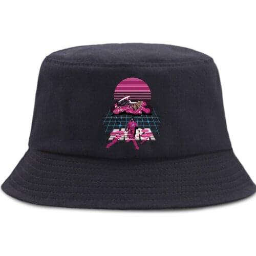 Japan Anime Akira Synthwave Fishermans Hats Foldable Unisex Panama Caps Outdoor Casual Fishing Cap Sunscreen Fashion Bucket Hat