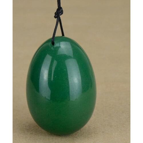 1pc 50X35 MM Drilled Natural Green Aventurine Jade Egg for Kegel Exercise Pelvic Floor Muscle Tightening Vaginal Recovery Health
