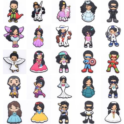 Best Sale Cartoon Kid Croc Shoes Charms 1 Pcs Princess Girl Shoe Decorations Hip Hop Boy Bracelet Accessories Queen Knight