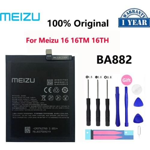 100% New Original 3010mAh BA882 Replacement Batteries For Meizu 16 16TM 16TH Mobile Phone Battery Bateria