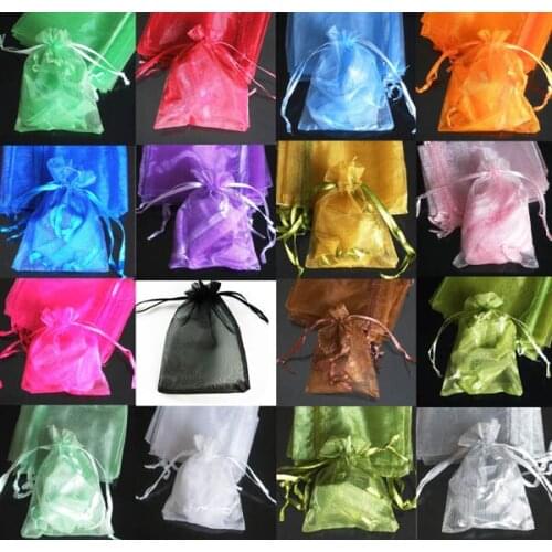 100 Random Mixed Drawable Organza Wedding Gift Bags&Pouches 12x9cm(W00458 X 1)