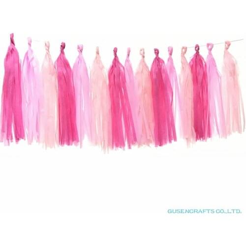 25*35cm 15/20pcs pink rose and light pink Tissue Paper Tassel Garland Kit for Mad Hat Party First Birthday Photo Backdrop Decors