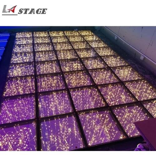 3D Starry Led Dance Floor Mirror Floor Interactive LED Dance Panels for Wedding Party Rental