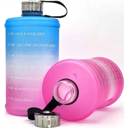 50% Hot Sale Water Bottle Eco-friendly Large Capacity PET Motivational Time Marker Fitness Kettle for Camping