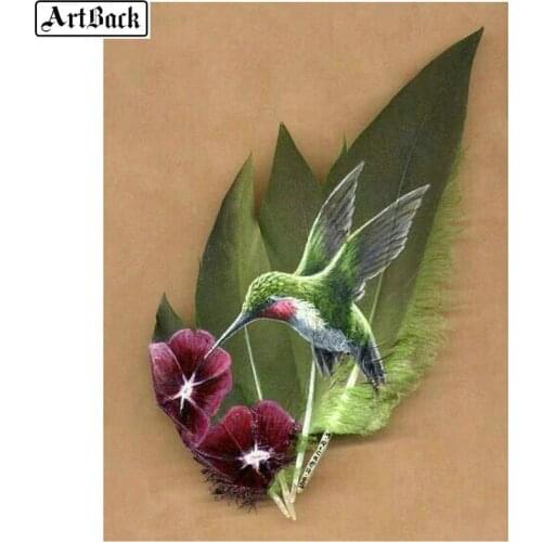 5d diy diamond painting hummingbird flower picture crystal mosaic full square diamond embroidery 3d round drill icon