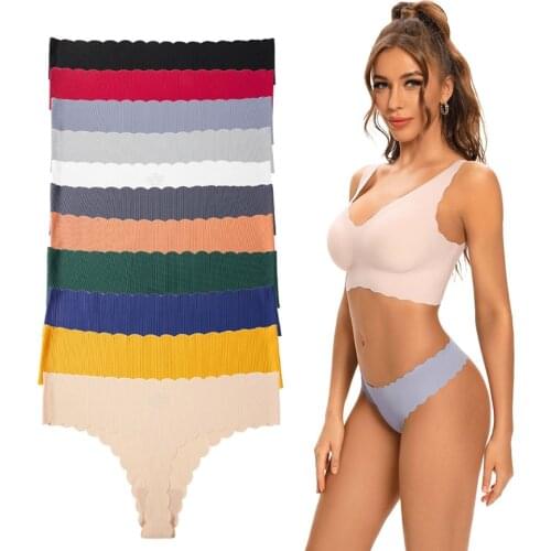 8pcs/lot G-string Panties for Women Underwear Ruffle Briefs Sexy Sensual Lingerie T-back Thong Panties Seamless Underpant Panty