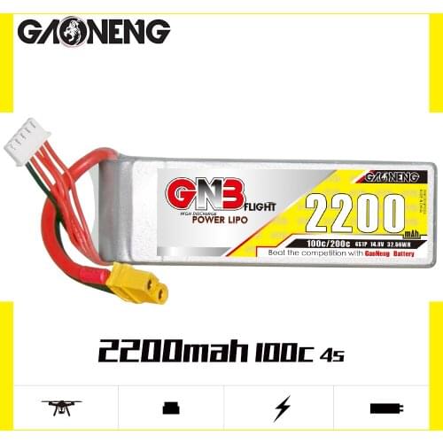 GAONENG GNB 4S 2200mAh 14.8V 100C/200C Lipo Battery With XT60 Plug for FPV Racing Drone 220FPV Quadcopter RC Helicopter Parts