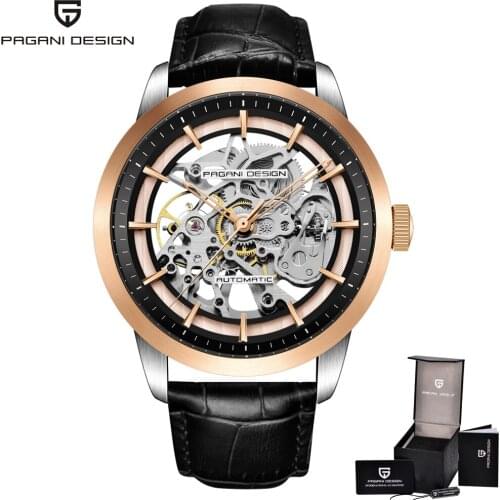 Automatic Watch for Men Waterproof Mens Businesss Watches Pagani Design Rose Gold Skeleton Mechanical Wristwatch Man Male Clock