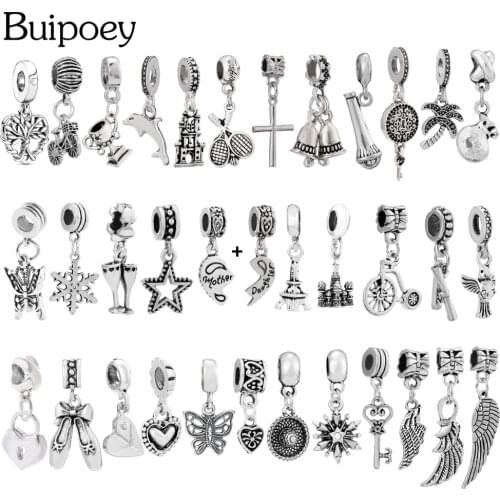 Buipoey Silver Color Castle Tree Of Life Dangle Butterfly Wing Pendant Charm Fit Diy Bracelets Necklace For High School Students