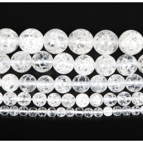 Natural Stone Cracked Crystal Transparent Quartz Charm Round Loose Beads For Jewelry Making Needlework Bracelet Diy Strand 8MM